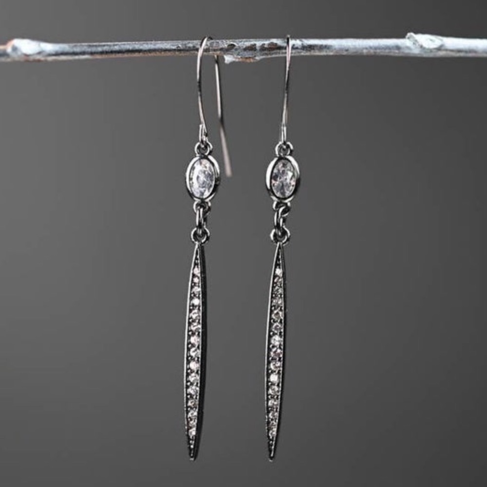 Pave crystal point earrings